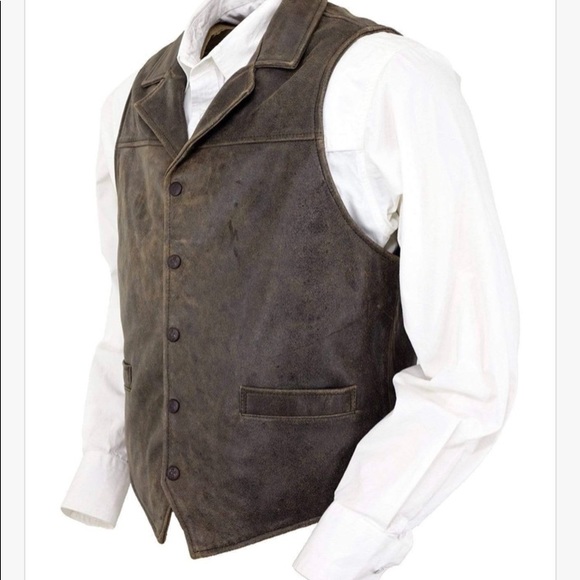 Outback Mens leather vest*dark brown* size large - Picture 2 of 5